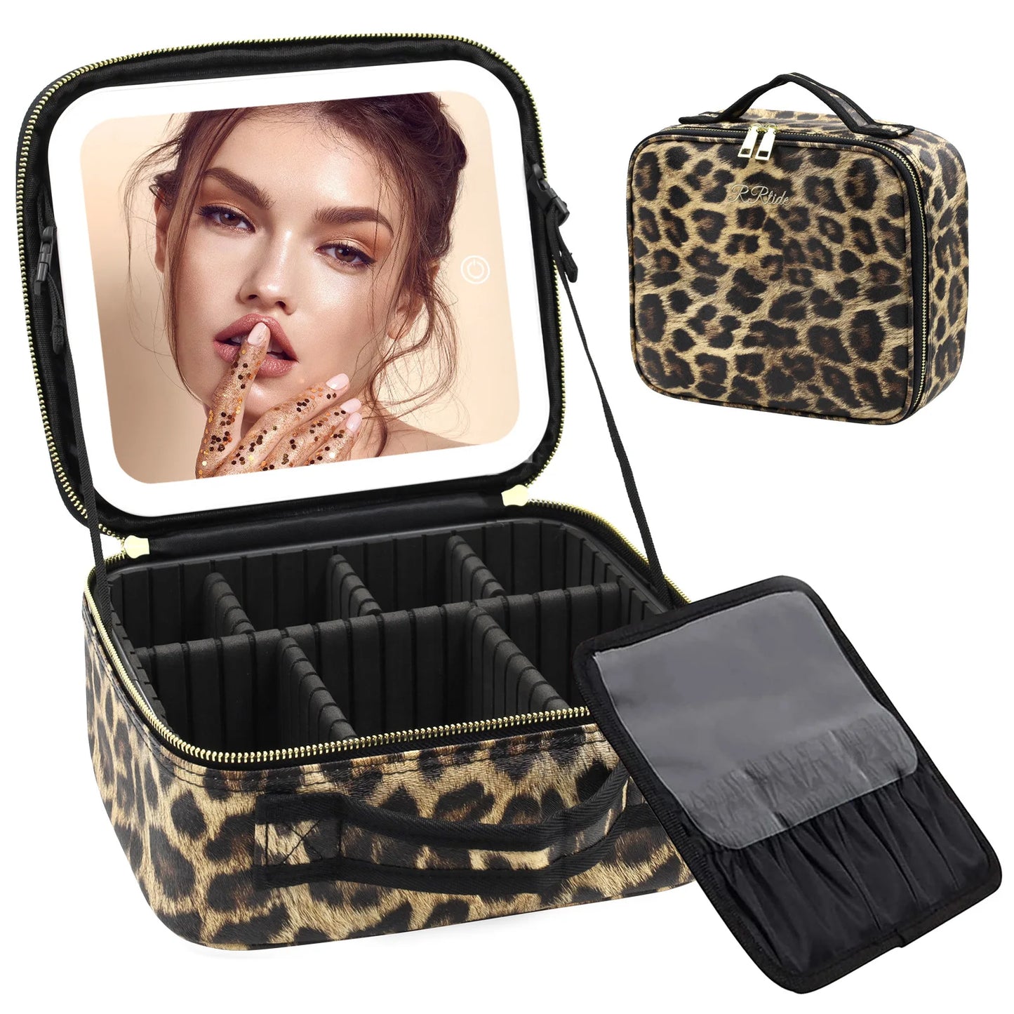 LED Lighted Travel Makeup Bag with Mirror Portable Waterproof Makeup Organizer Cosmetic Case, Birthday Gift for Girls Women