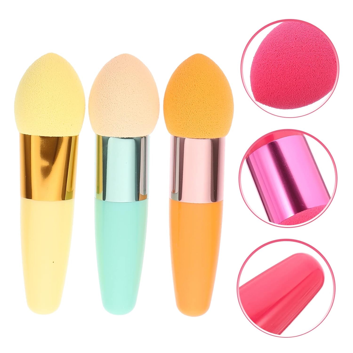 3Pc Lip Brush Concealer Brush Powder Foundation Brush Mushroom Facial Foundation Sponges Makeup Brush Tools Makeup Sponge with Handle Makeup Powder Brush Major Shadow