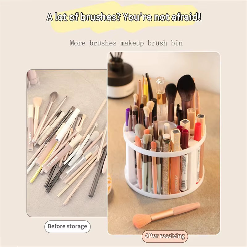 Cosmetic Make-Up Brush Storage Holder Multi Hole Pen Insert round Brushes Organizer Compartment Large-Capacity Make up Tools