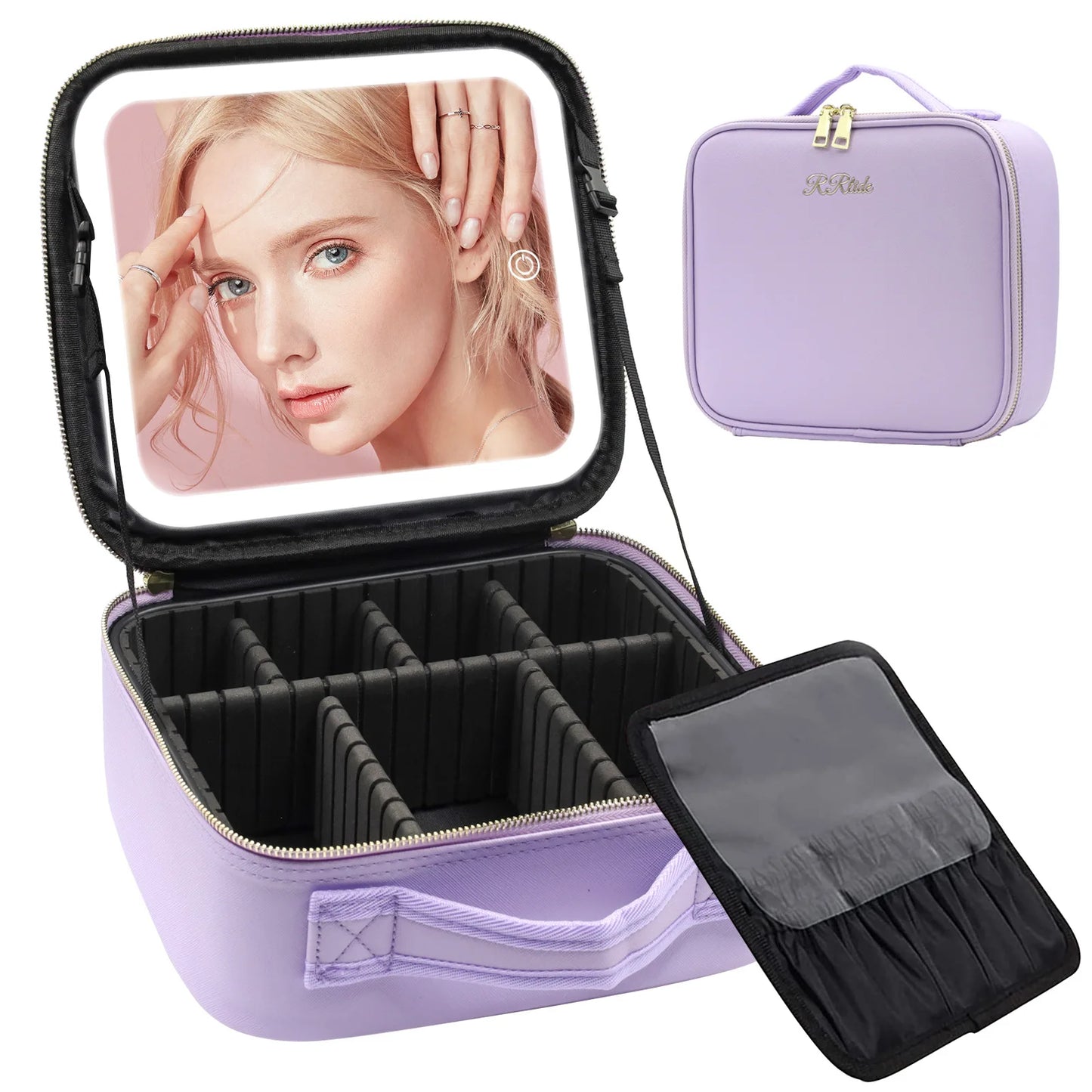 LED Lighted Travel Makeup Bag with Mirror Portable Waterproof Makeup Organizer Cosmetic Case, Birthday Gift for Girls Women