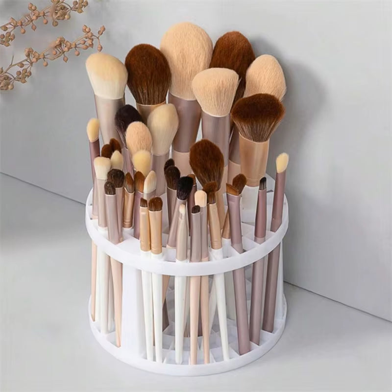 Cosmetic Make-Up Brush Storage Holder Multi Hole Pen Insert round Brushes Organizer Compartment Large-Capacity Make up Tools