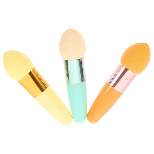 3Pc Lip Brush Concealer Brush Powder Foundation Brush Mushroom Facial Foundation Sponges Makeup Brush Tools Makeup Sponge with Handle Makeup Powder Brush Major Shadow